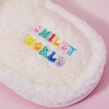 Open Toe Happy Face Plush Slippers, 5 of 5