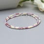 Pink Tourmaline And Sterling Silver Beaded Layered Wrap Bracelet, thumbnail 1 of 5
