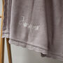 Personalised Knitted Baby Blanket In Dusty Lilac, thumbnail 1 of 4