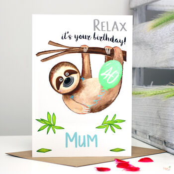 Personalised Sloth 'Relax' Birthday Card For Her, 7 of 11