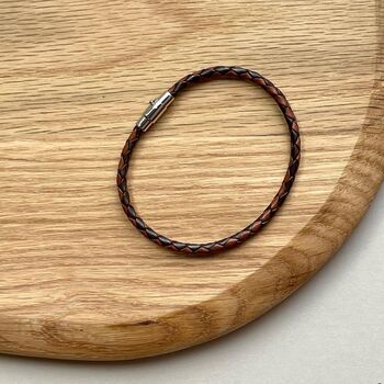 Men's Leather Slim Plaited Bracelet, 8 of 8