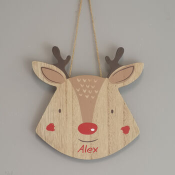 Personalised Red Nosed Reindeer Hanging Decoration, 3 of 3
