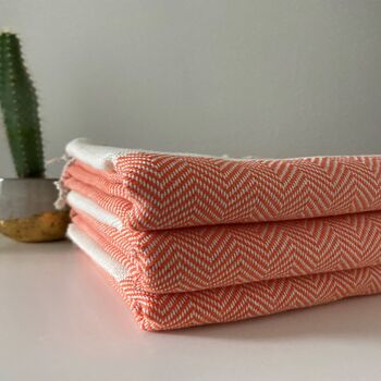 Herringbone Design Orange Sofa Throw Blanket, 4 of 9