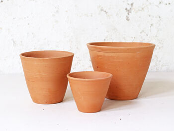 Terracotta Plant Pots Set Of Three Tapered, 4 of 6