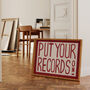 Retro Music Wall Art Put Your Records On Red Hand Painted Print, thumbnail 2 of 8