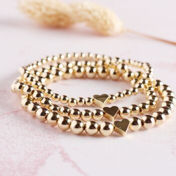 18k Gold Plated Beaded Heart Bracelet, 3 of 4