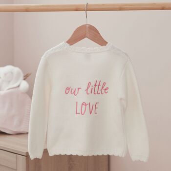 Personalised Little Love White Cardigan, 2 of 5