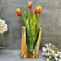 26cm V Shaped Molten Glass Vase On Teak Root – Handmade Wooden, thumbnail 5 of 12