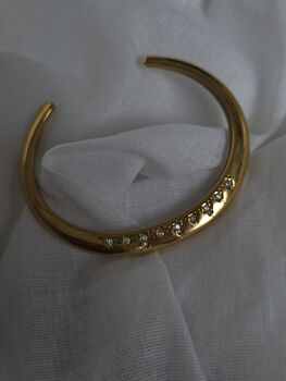 Torque Angled Pave Cuff 18k Gold Waterproof Bracelet, 4 of 10