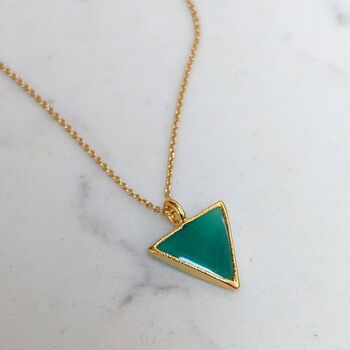The Triangle Green Onyx Necklace, Gold Plated, 3 of 7