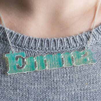 Personalised Iridescent Acrylic Name Necklace, 2 of 7