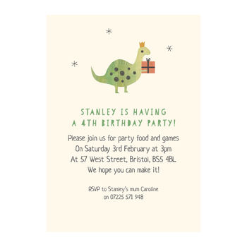 Personalised Dinosaur Birthday Invitations, 2 of 4