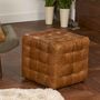 Brown Cerato Leather Patchwork Footstool, thumbnail 1 of 2
