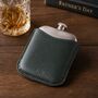 Steel Hip Flask With Premium Leather Sleeve Father's Day Gift For Him, thumbnail 1 of 8
