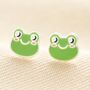 Sterling Silver Enamel Frog Stud Earrings, thumbnail 1 of 3