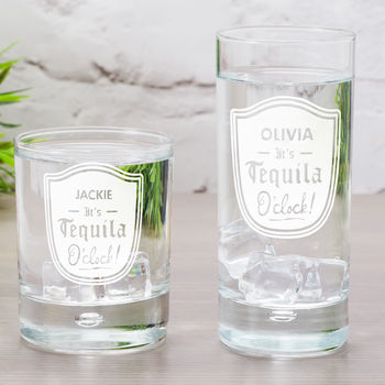 Personalised 'Tequila O Clock' Etched Glass, 2 of 5