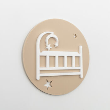Nursery Door Sign – Beige Cot And Moon Design, 3 of 4