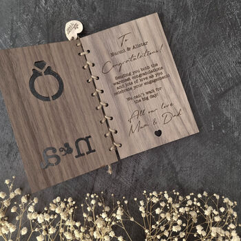 Personalised Wooden Engagement Card Modern Initials, 2 of 11