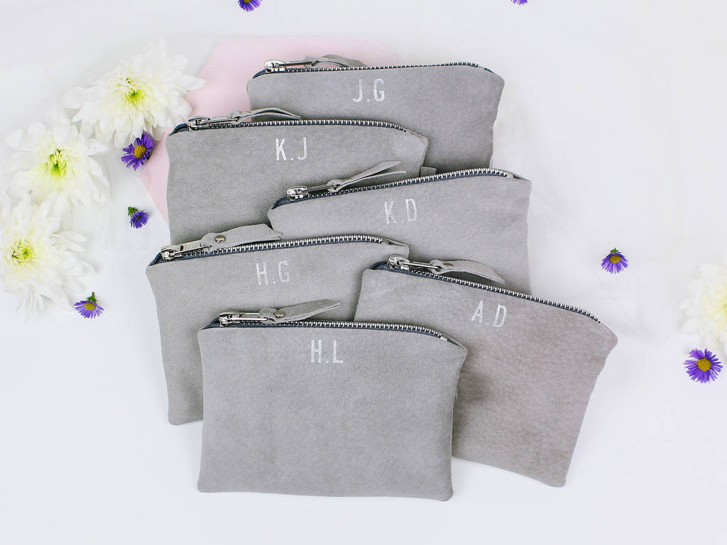 Set Of Five Bridesmaids Medium Pouches By Suede&Co