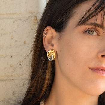 Mixed Metal Swirl Sculptural Stud Earrings, 2 of 3