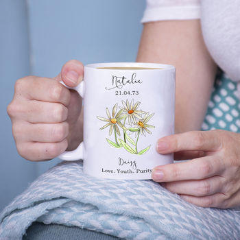 Birth Flower Personalised Water Colour Mug, 12 of 12