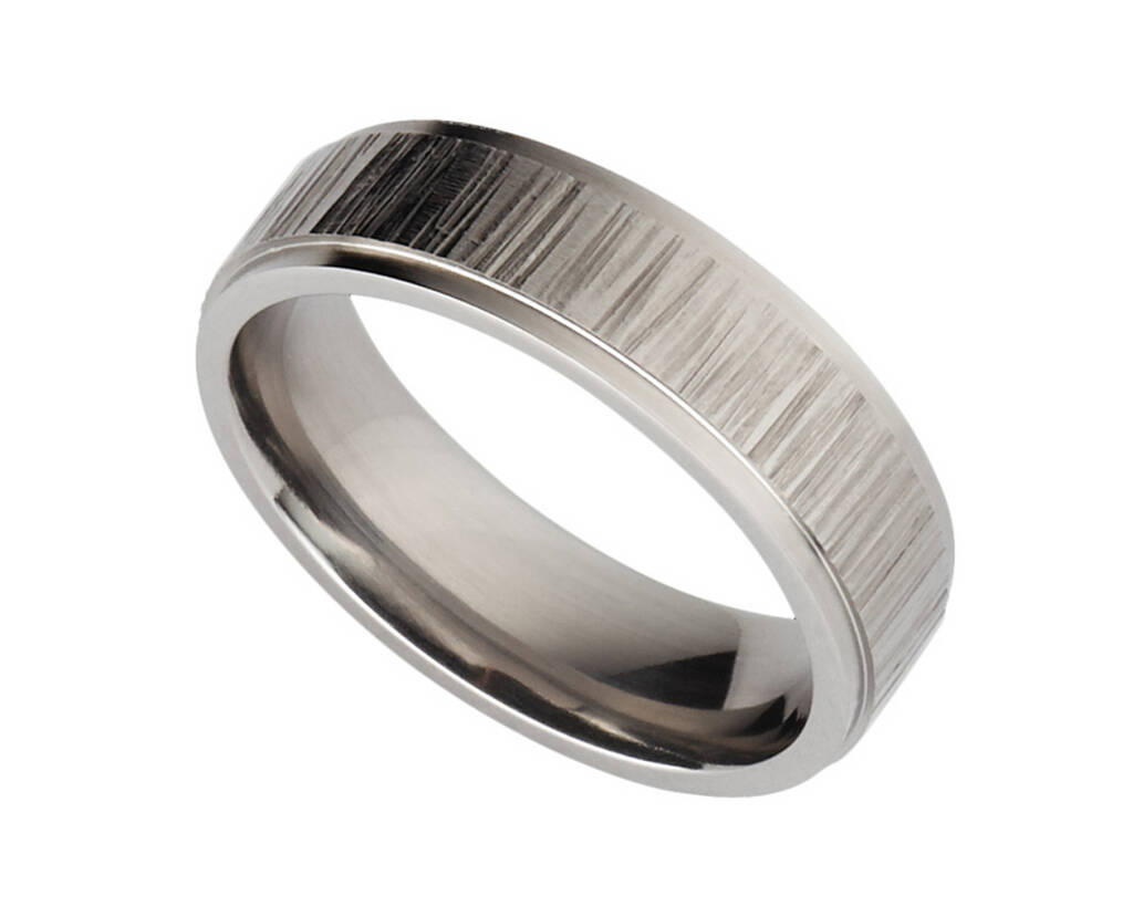 Personalised Titanium Men's Ring With Hammered Detail, 1 of 5