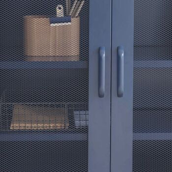 Metal Storage Cabinet In Ink Blue, 3 of 4