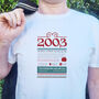Personalised 21st Birthday Gift 2003 T Shirt, thumbnail 1 of 10