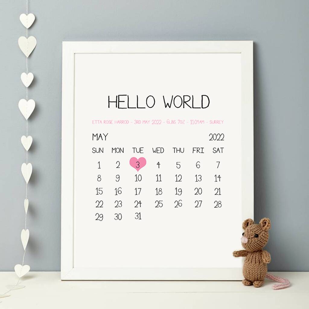 Personalised Baby Birth Date Print, 1 of 3
