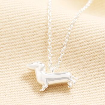 Sterling Silver Sausage Dog Pendant Necklace, 2 of 2