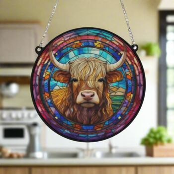 Highland Cow Stained Glass Effect Suncatcher, 4 of 6