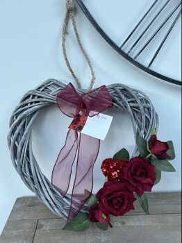 Valentines Red Rose Heart Hanging Wreath, 3 of 6