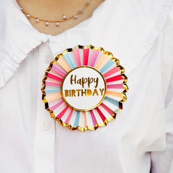 Pastel Happy Birthday Pin Badge, 3 of 4