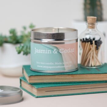 Jasmine And Cedar Scented Floral Soy Vegan Candle Gift, 2 of 2