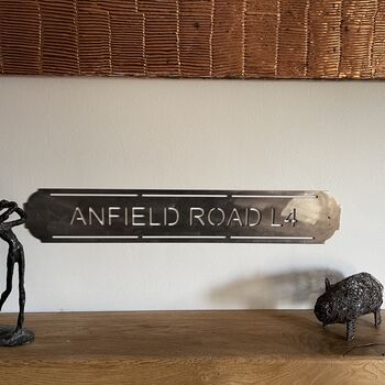‘Anfield Road L4’ Liverpool Football Ground Metal Sign, 2 of 10