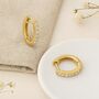 Gold Plated Sterling Silver Cubic Zirconia Hinged Hoop Earrings, thumbnail 1 of 5