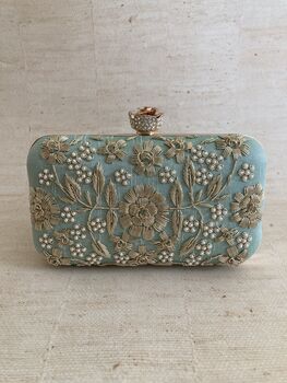 Mint Green Handcrafted Rectangular Clutch Bag, 2 of 10