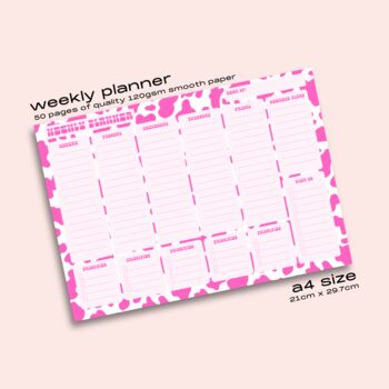 Pink Cow Print A4 Weekly Planner, 4 of 6