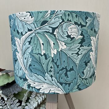 William Morris Acanthus Teal Drum Lampshades, 3 of 10