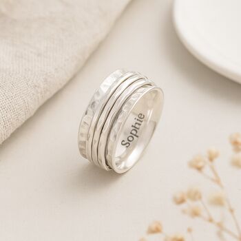 Personalised Sterling Silver Triple Spinner Ring – 8mm, 3 of 7