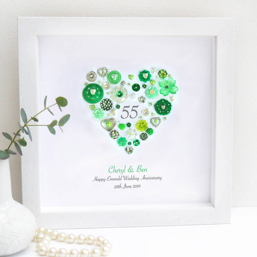 personalised emerald  anniversary  framed art by sweet 