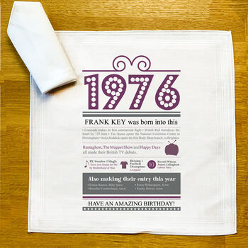 Personalised 50th Birthday 1976 Handkerchief Pair, 7 of 12