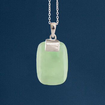 Sterling Silver Jade Rectangle Necklace, 2 of 11