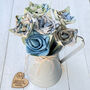 4th Anniversary Linen Roses Tulips Jug Vase Tag Option, thumbnail 3 of 11