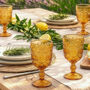 Sunshine Embossed Yellow Gold Wine Glass, thumbnail 1 of 6