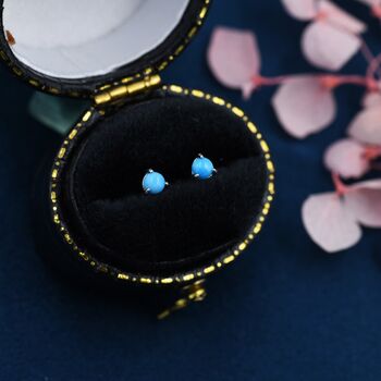 Genuine Turquoise Stone Tiny Stud Earrings, 2 of 12