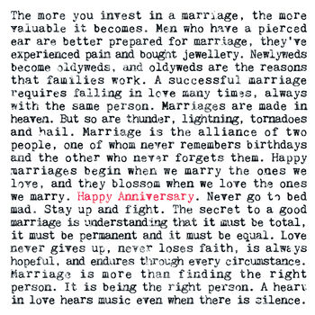 Anniversary Quotes A5 Unframed Print, Married Couple Gift, 2 of 6