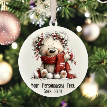 Personalised Christmas Teddy Bear Family Hanging Bauble Decoration, 3 of 10