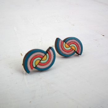 Rainbow Wooden Eco Stud Earrings, 2 of 5
