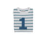 Ocean Blue + White Breton Striped Number/Age T Shirt, thumbnail 2 of 6